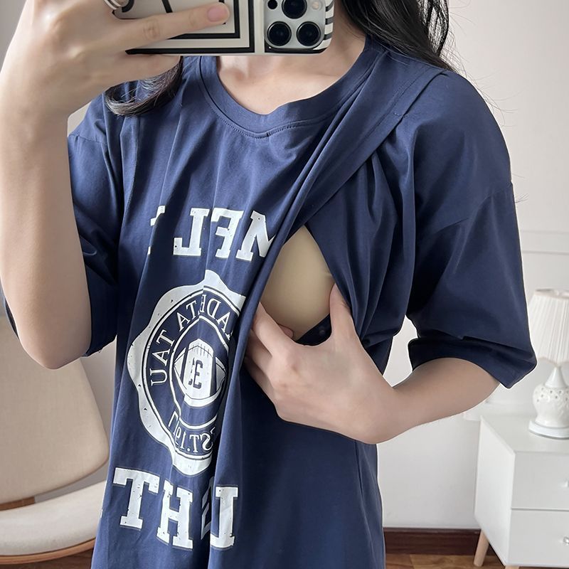 Summer Clothing Usa - Nursing Dress Pregnant Breastfeeding Long T-Shirt