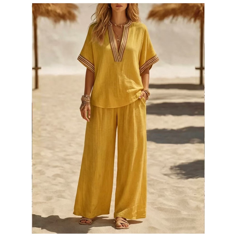 Zara Summer Clothing For Women - New Fashion Striped Short-sleeved V-neck T-shirt