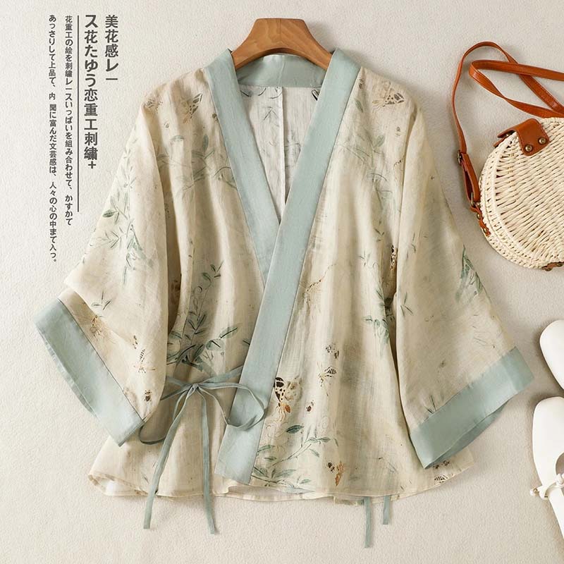 Summer Clothing Wraps - Vintage Floral Printed Short Kimono Cardigan