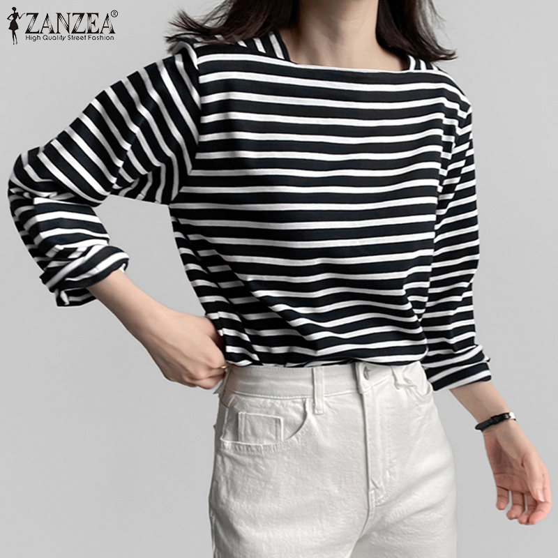 Summer De Clothing - ZANZEA Woman Casual Striped Blouses Spring