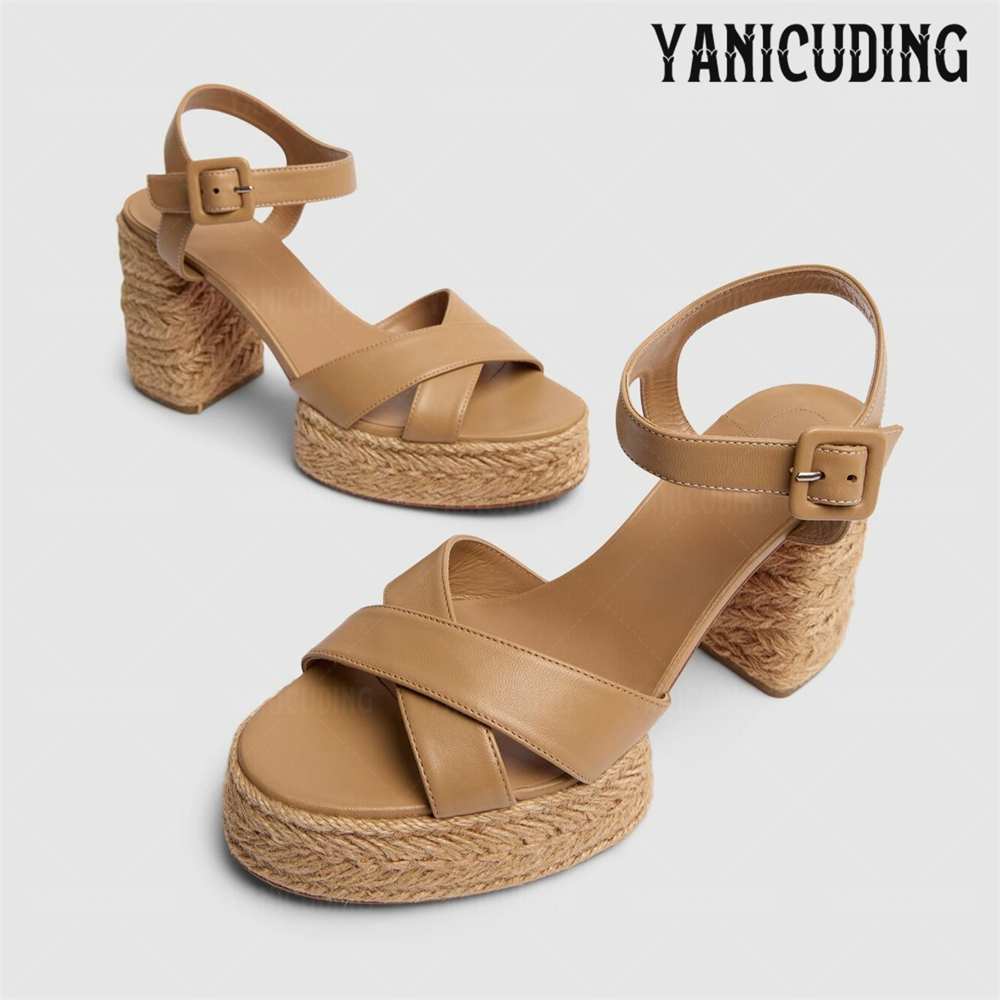 Espadrille Sandal Women - Braided Jute Platform Espadrilles Ankle Buckle