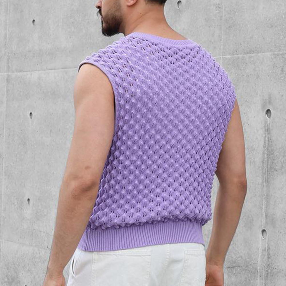 Purple Knitted Mesh Tank Top M - огляд і ціна Summer Vacation Clothing Men