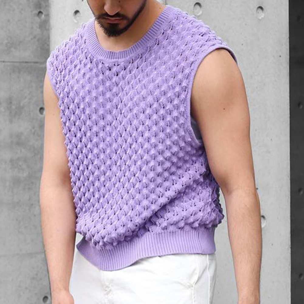 Purple Knitted Mesh Tank Top M - огляд і ціна Summer Vacation Clothing Men