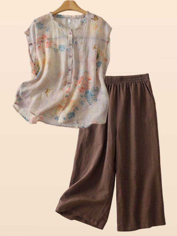 Summer Cotton Linen Floral Pri - огляд і ціна Summer Clothing Over 60