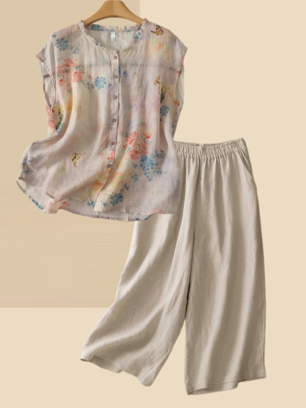 Summer Cotton Linen Floral Pri - огляд і ціна Summer Clothing Over 60