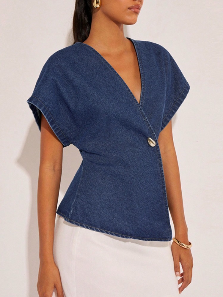 2026Women Dark Blue Denim Blou - огляд і ціна Summer Clothing Wraps