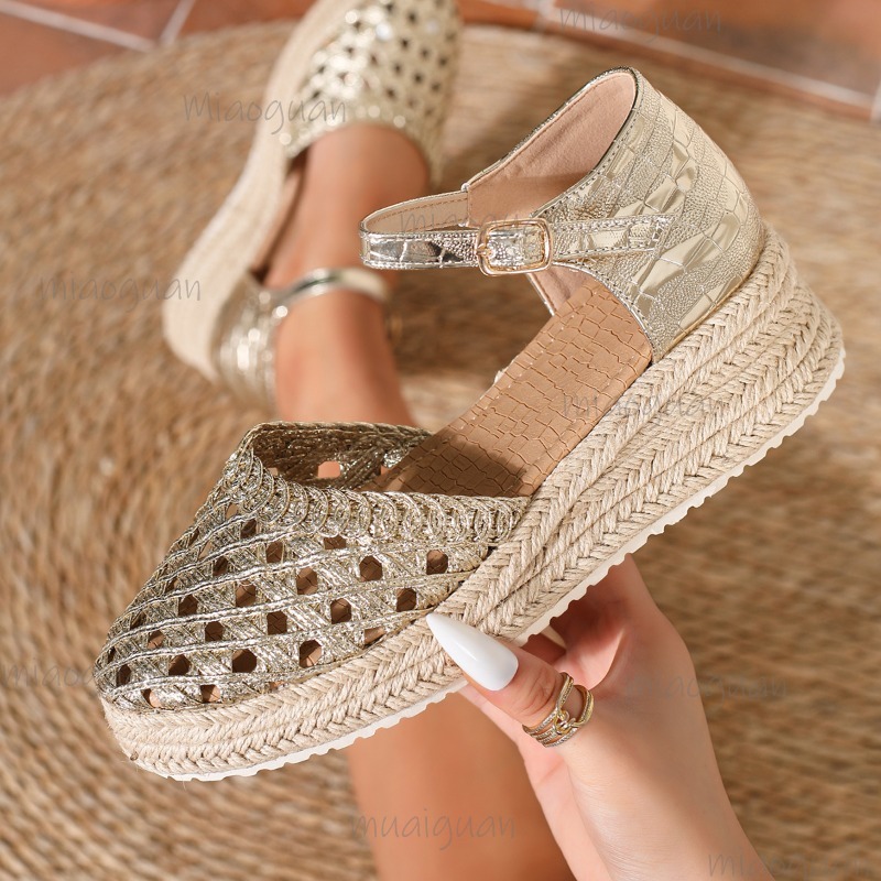 Boho Women's Hollow Out Woven  - огляд і ціна Espadrille Sandal Women