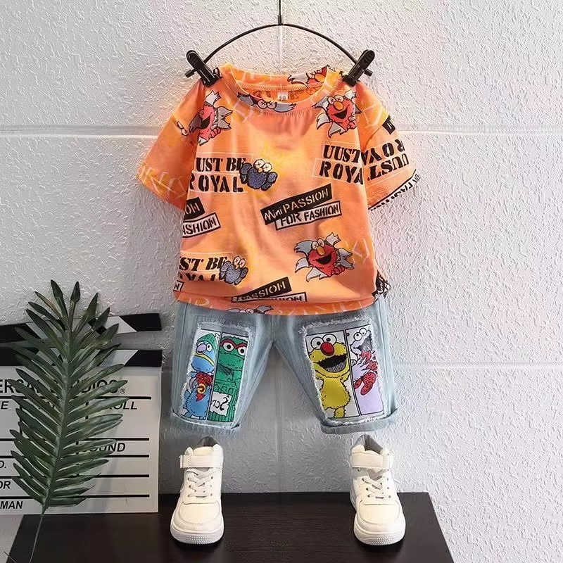 Cute Cartoon Print Short Sleev - огляд і ціна Summer Clothing Drawing For Kids