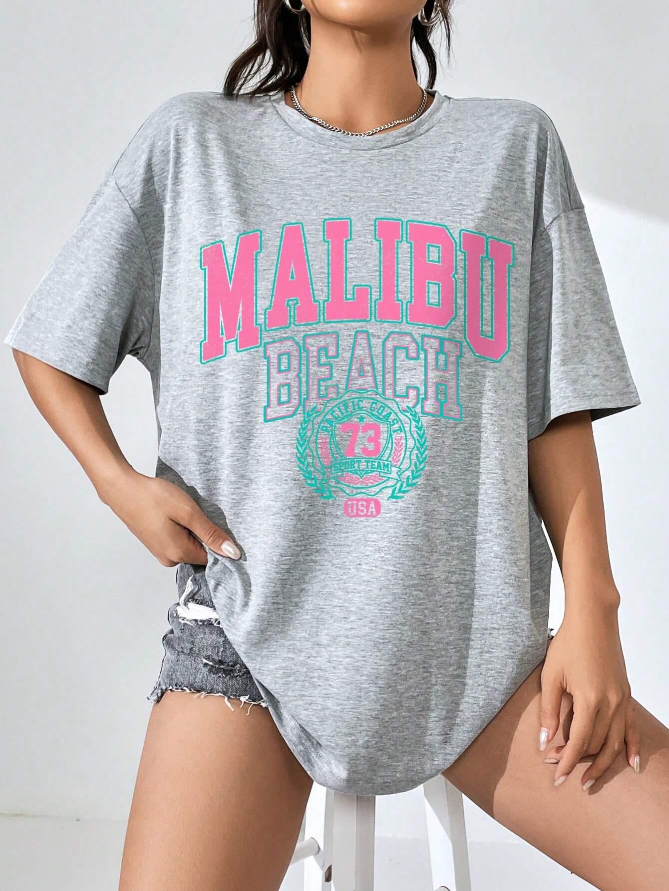 Malibu Beach Letter Print Prin - огляд і ціна Summer Clothing Brands For Women