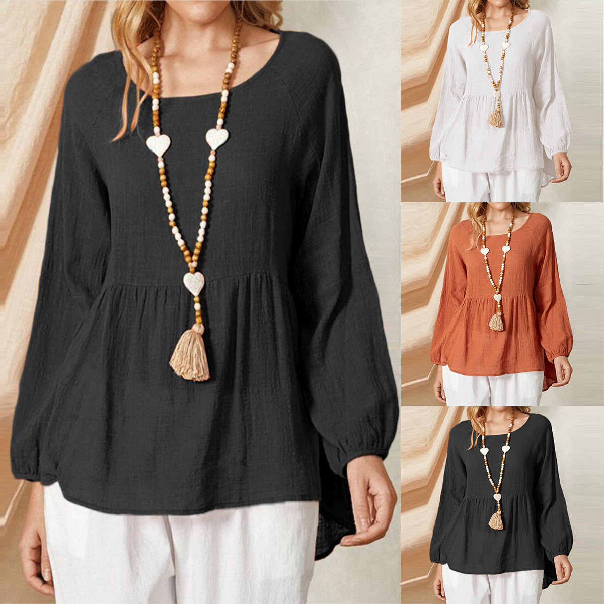 Loose Cotton Linen Long Sleeve - огляд і ціна Summer Clothing Brands For Women