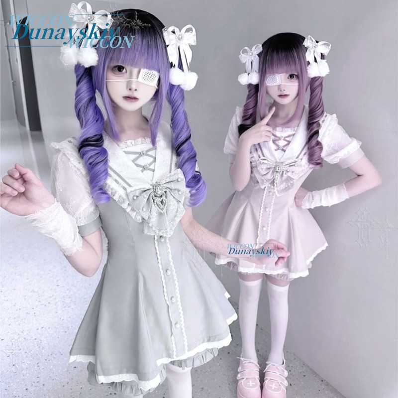 Sailor Collar Dress Set Lace B - огляд і ціна Summer Clothing Colors