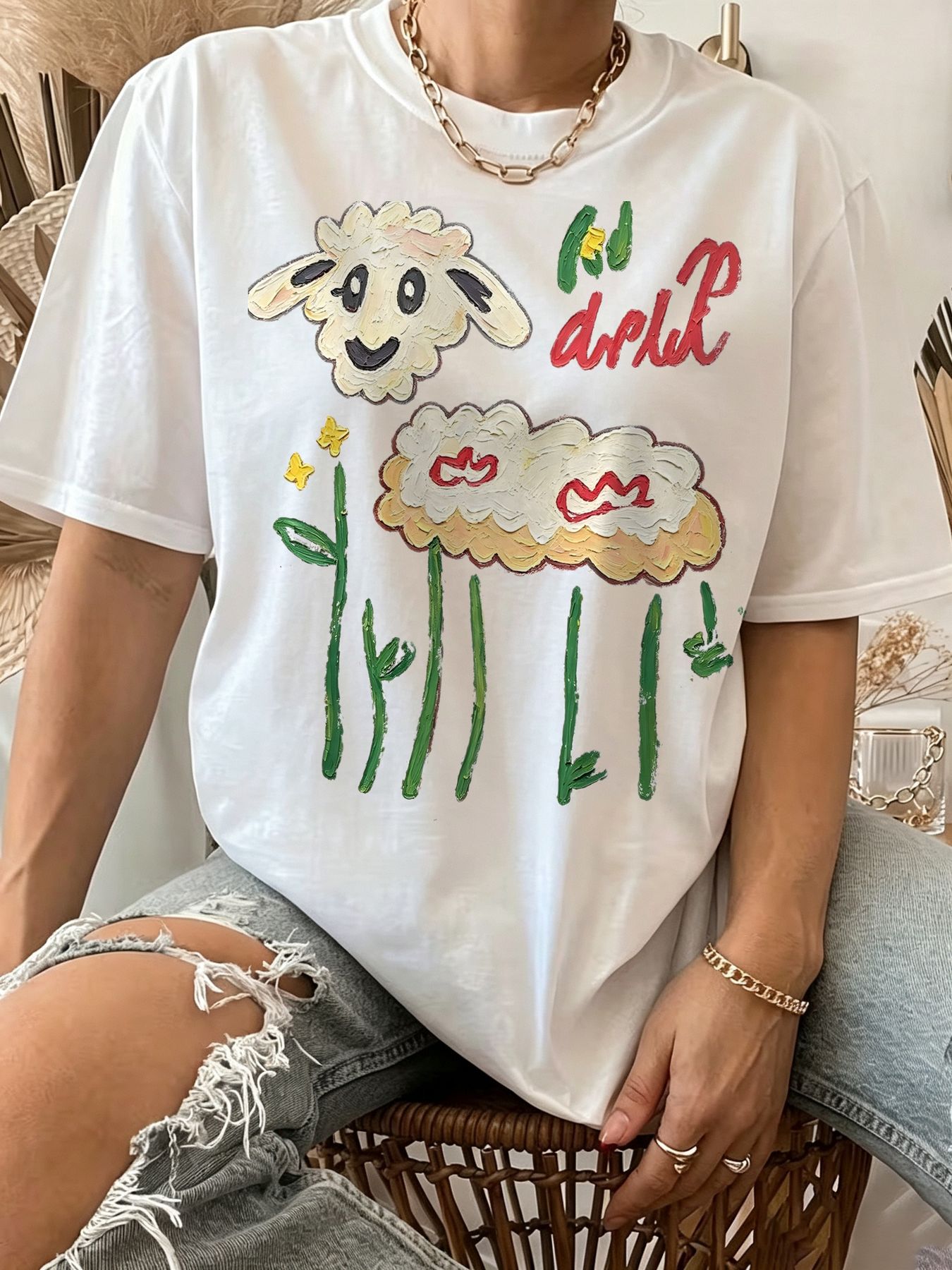 kawaii Dachshund Print T-shirt - огляд і ціна Summer Clothing Beach