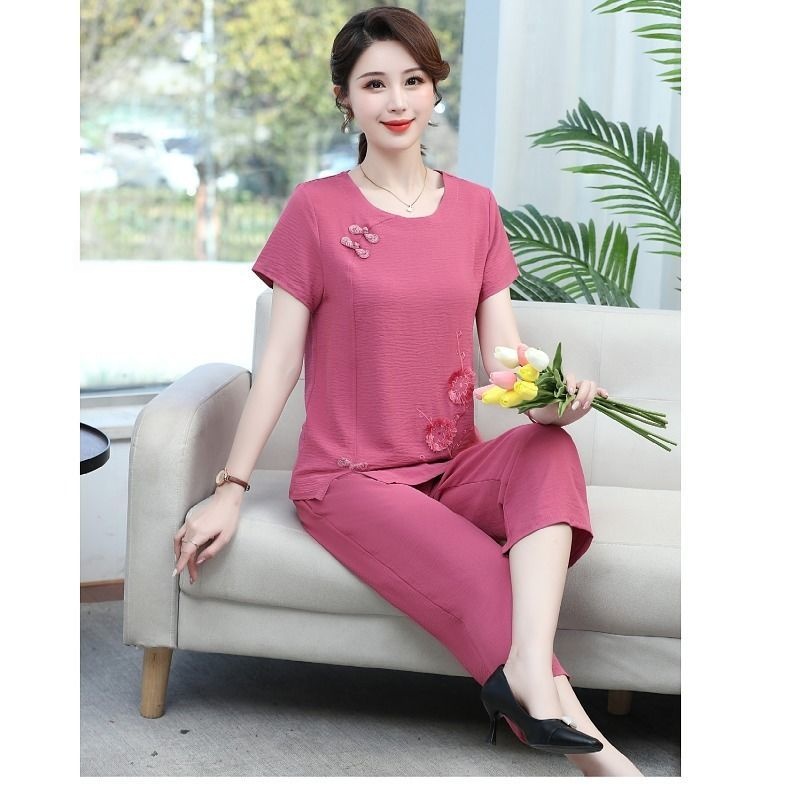 Summer Cotton Linen Short Slee - огляд і ціна Summer Clothing Over 60