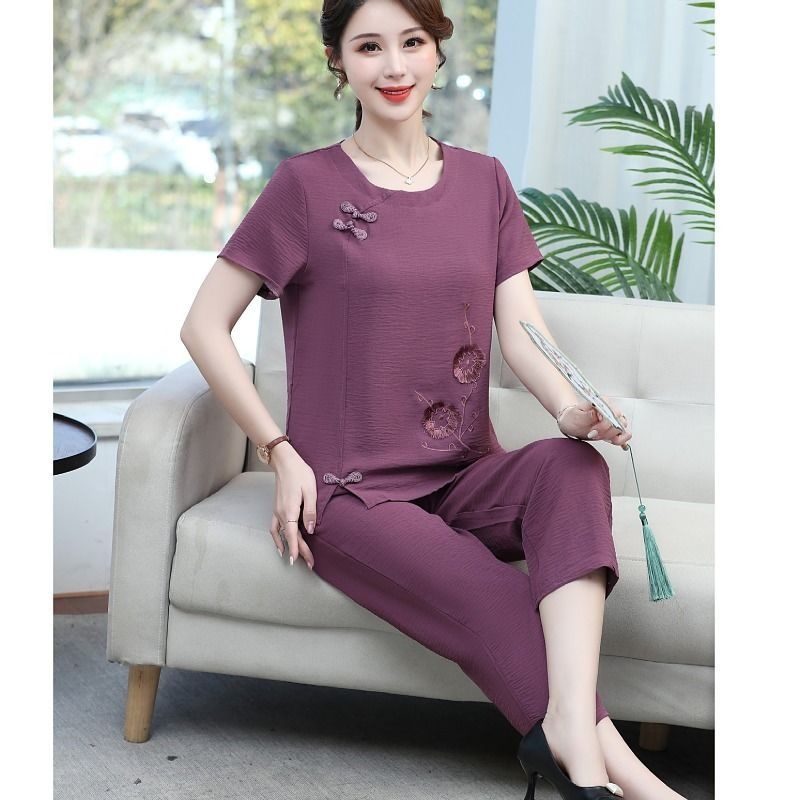Summer Cotton Linen Short Slee - огляд і ціна Summer Clothing Over 60