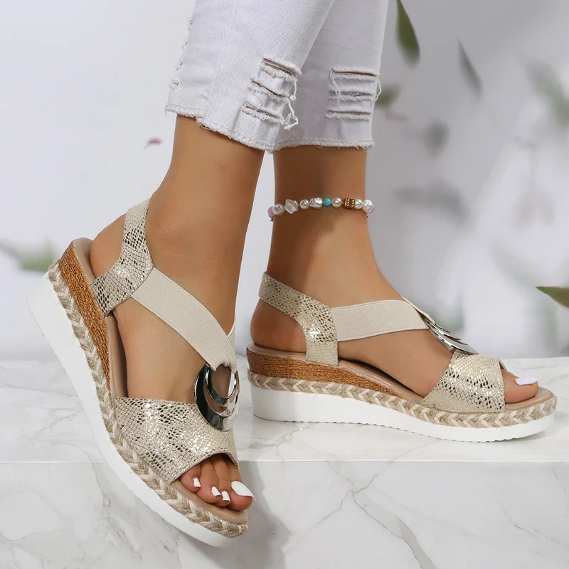 Metal Buckle Wedge Sandals for - огляд і ціна Espadrille Sandal Women