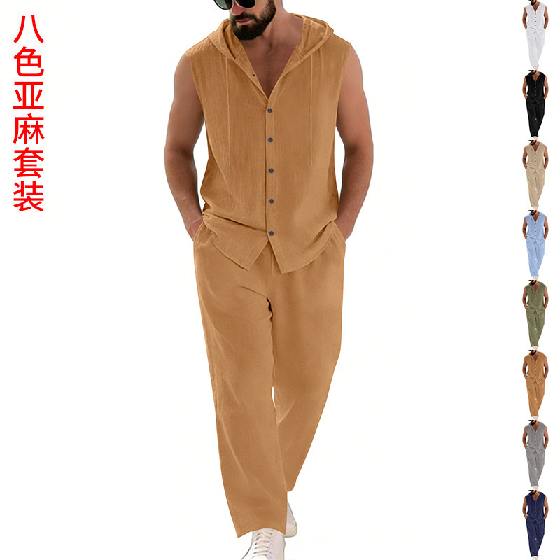 Men's Casual Linen Suit Hooded - огляд і ціна Summer Clothing Usa