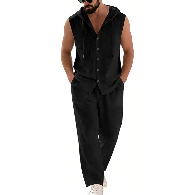 Men's Casual Linen Suit Hooded - огляд і ціна Summer Clothing Usa
