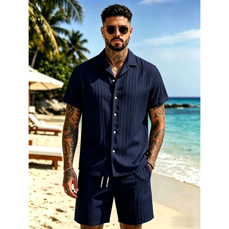 2Men's Summer Casual Suit Set， - огляд і ціна Summer Clothing Beach