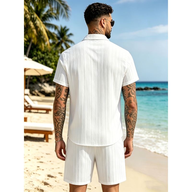 2Men's Summer Casual Suit Set， - огляд і ціна Summer Clothing Beach