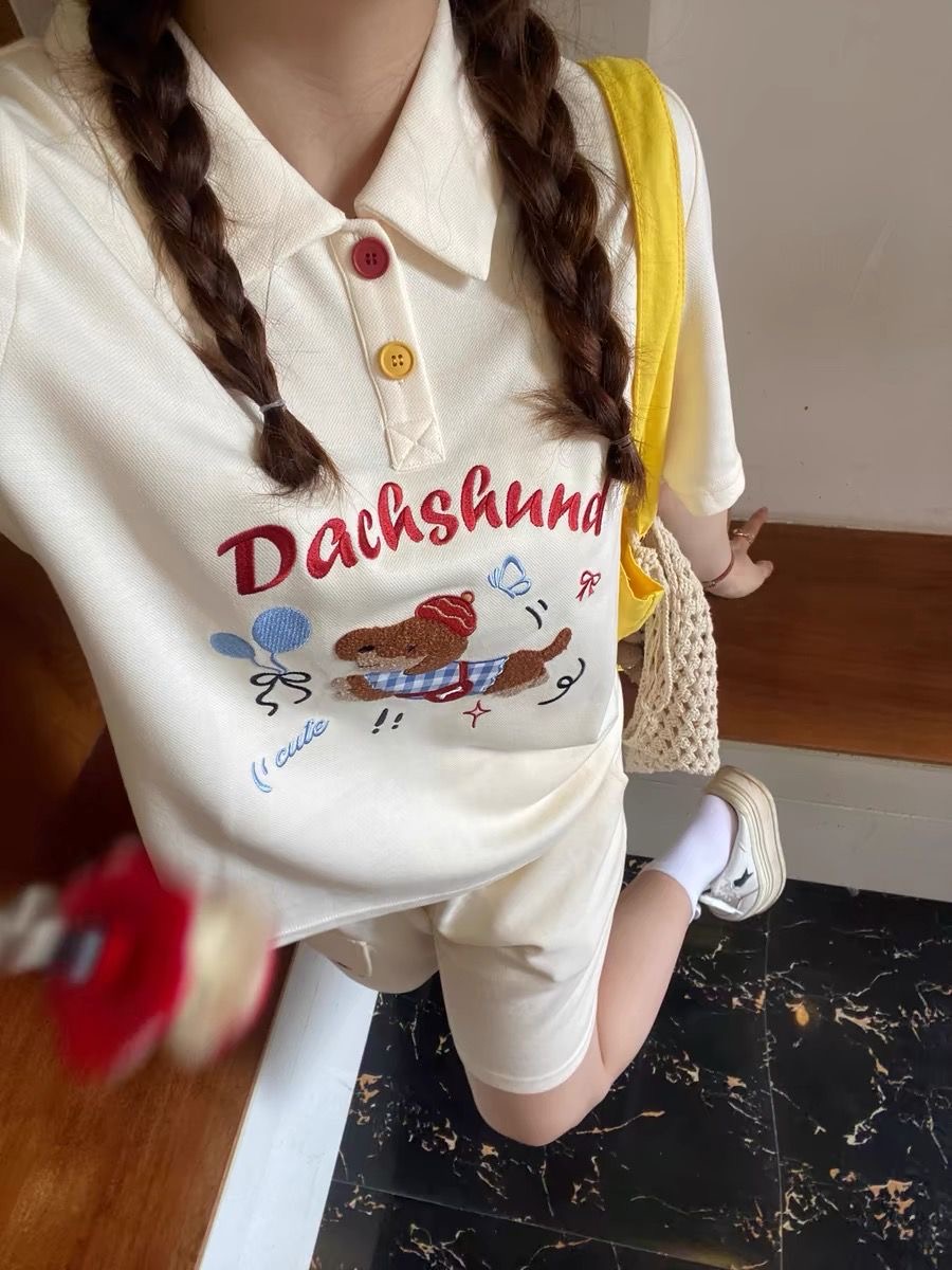 Kawaii Embroidery Dog Japan St - огляд і ціна Summer Clothing Japan