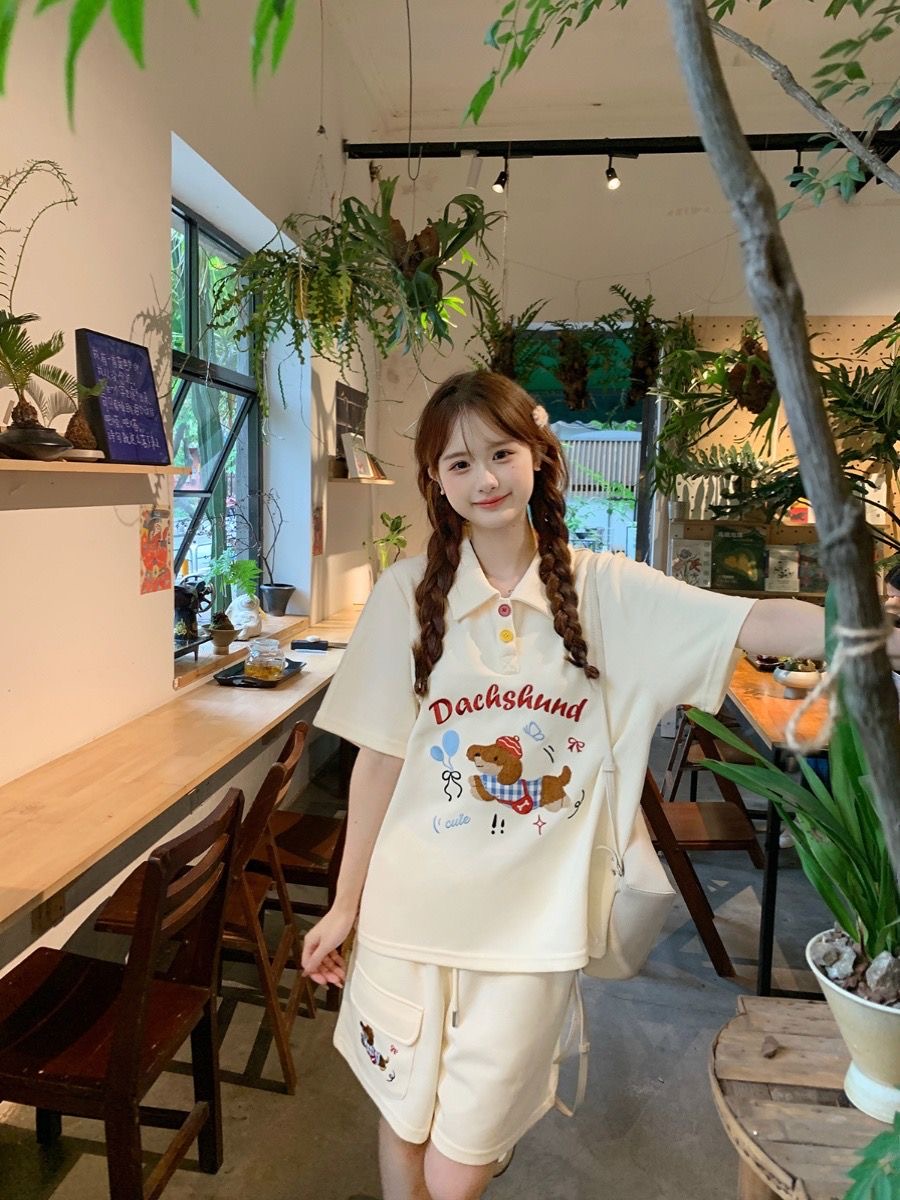 Kawaii Embroidery Dog Japan St - огляд і ціна Summer Clothing Japan