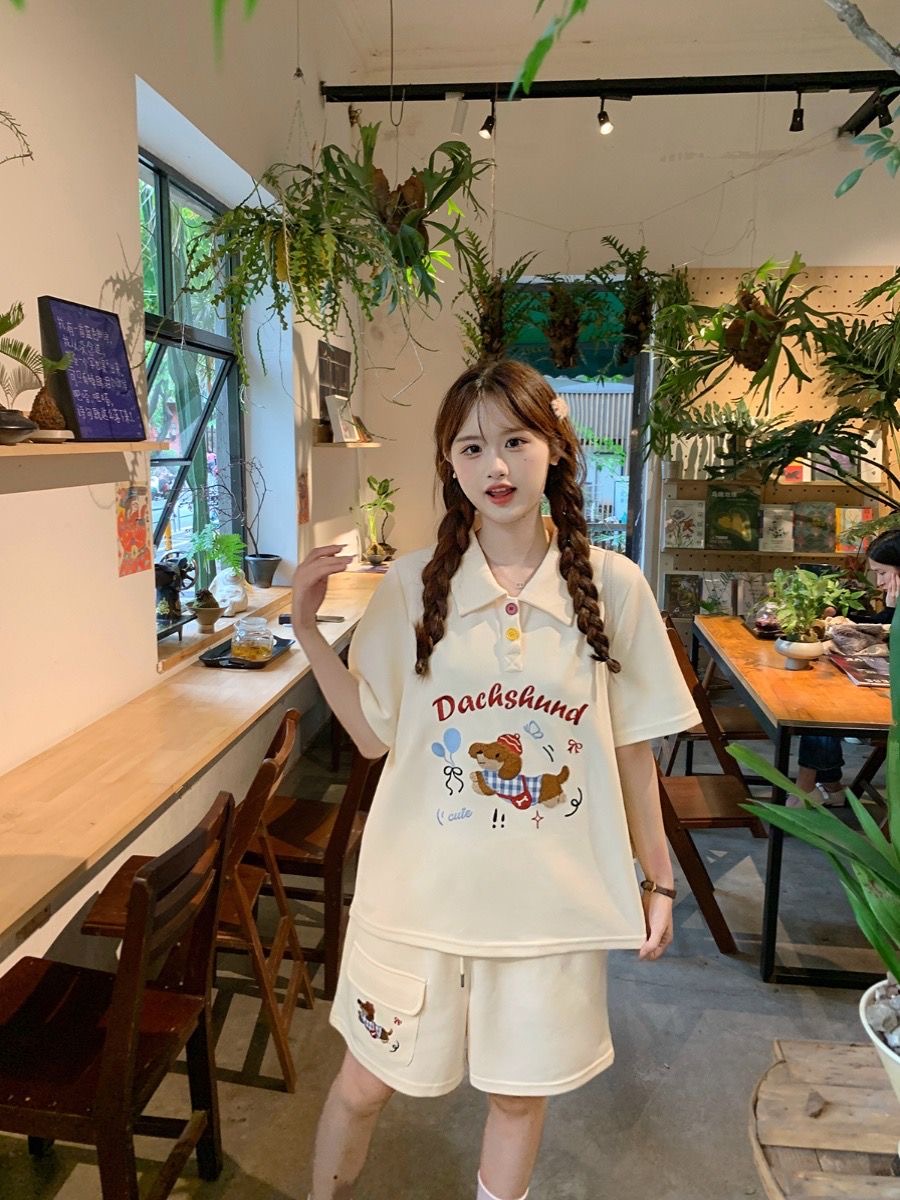Kawaii Embroidery Dog Japan St - огляд і ціна Summer Clothing Japan